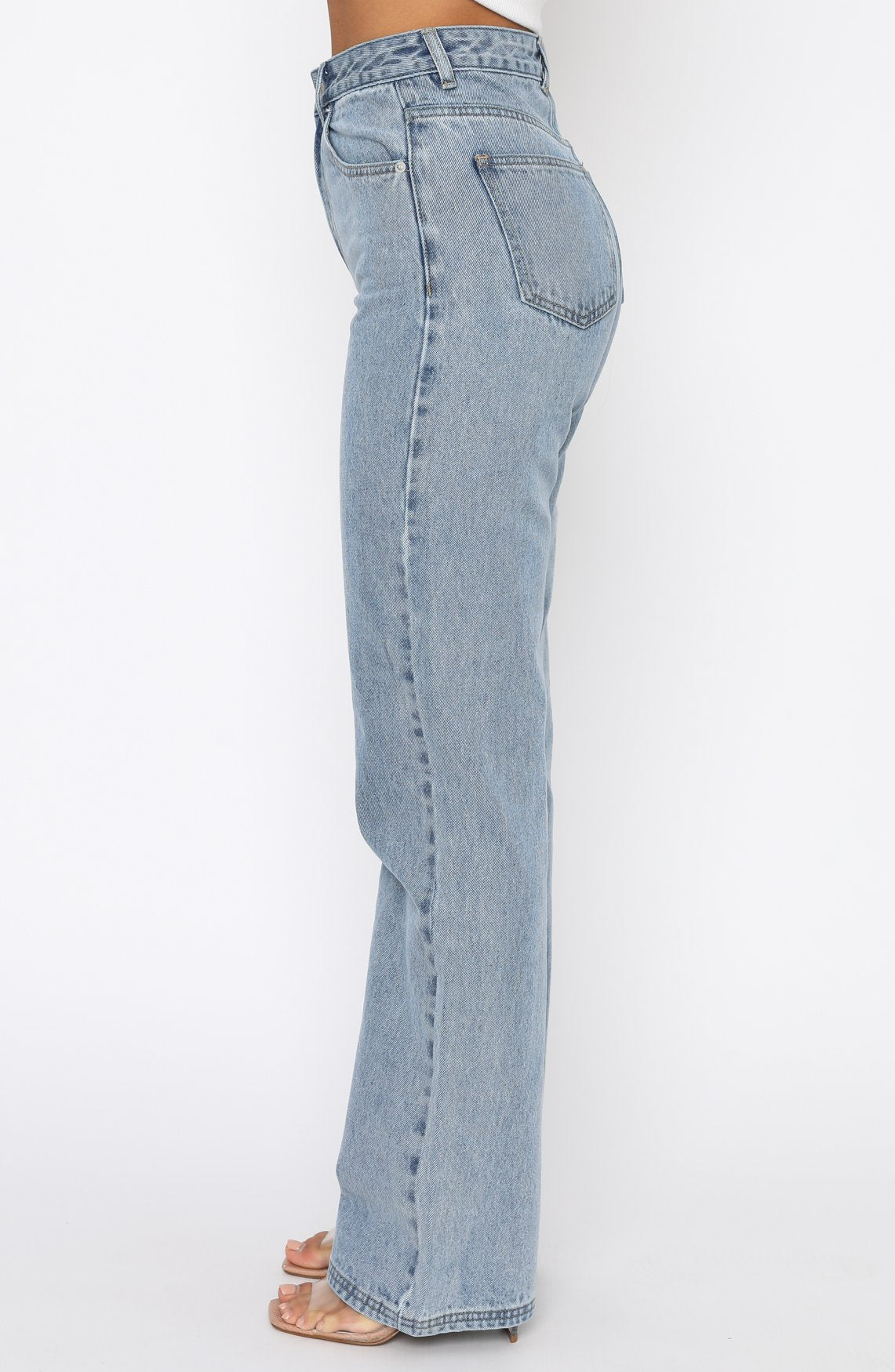 Long Way To Go High Rise Straight Leg Jeans Washed Blue